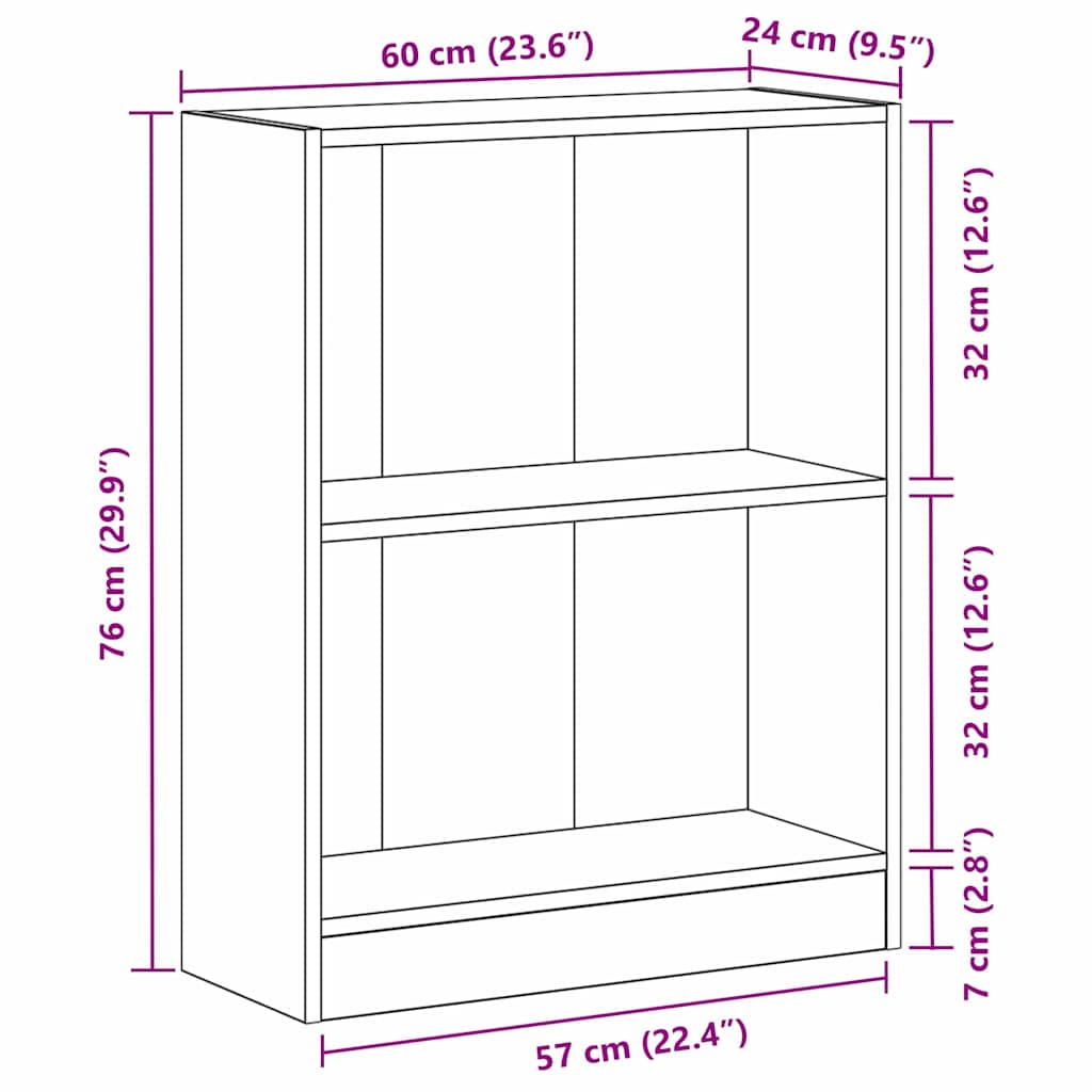 Βιβλιοθήκη Μαύρη Οξυά 60 x 24 x 76 cm Επεξεργασμένο ξύλο