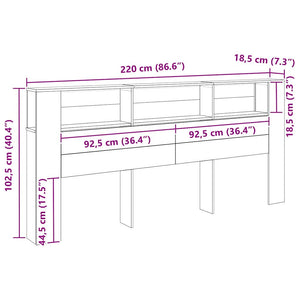 Κρεβάτι με Κεφαλάρι με ράφι Μαύρη Οξυά 220 x 18,5 x 102,5 εκ. - Pakobazaar