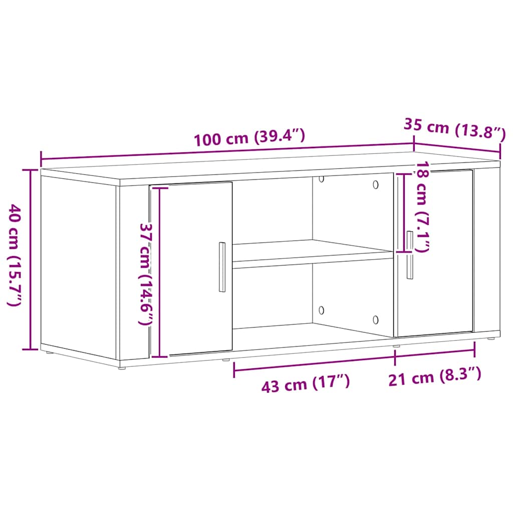 Ντουλάπι TV Παλαιό ξύλο 100 x 35 x 40 εκ Επεξεργασμένο ξύλο - Pakobazaar