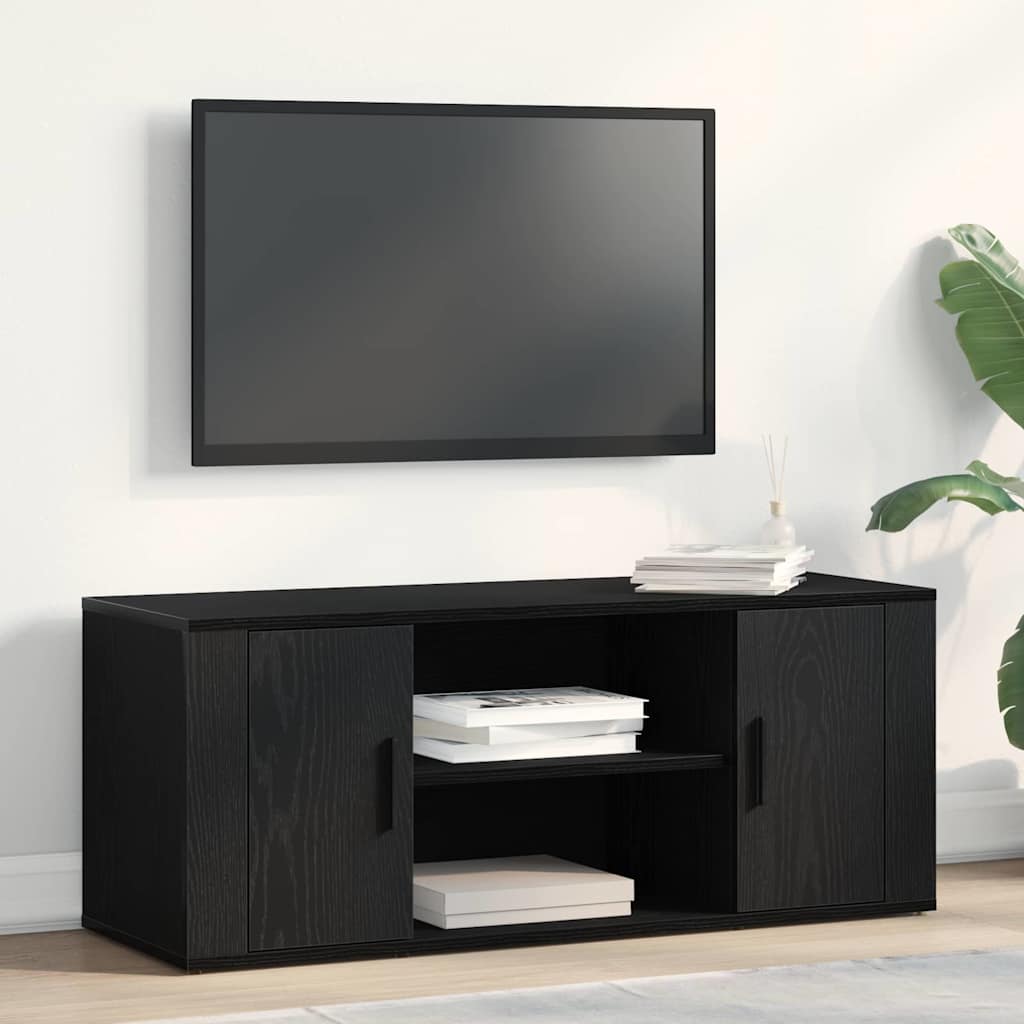 Ντουλάπι TV Μαύρη δρυς 100 x 35 x 40 εκ Επεξεργασμένο ξύλο