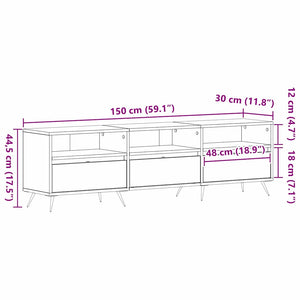 Ντουλάπι TV Μαύρη δρυς 150 x 30 x 44,5 εκ. Επεξεργασμένο ξύλο - Pakobazaar