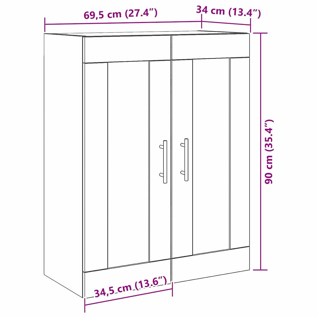 Ντουλάπα Τοίχου Επιτοίχιο Artisan Oak 69,5 x 34 x 90 εκ. - Pakobazaar