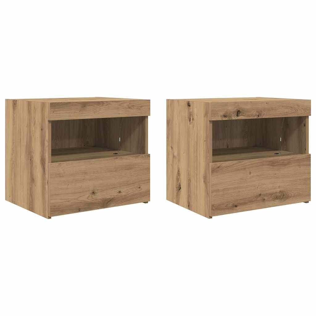 Κομοδίνο 2 pcs Artisan Oak 50 x 40 x 45 cm Επεξεργασμένο ξύλο - Pakobazaar