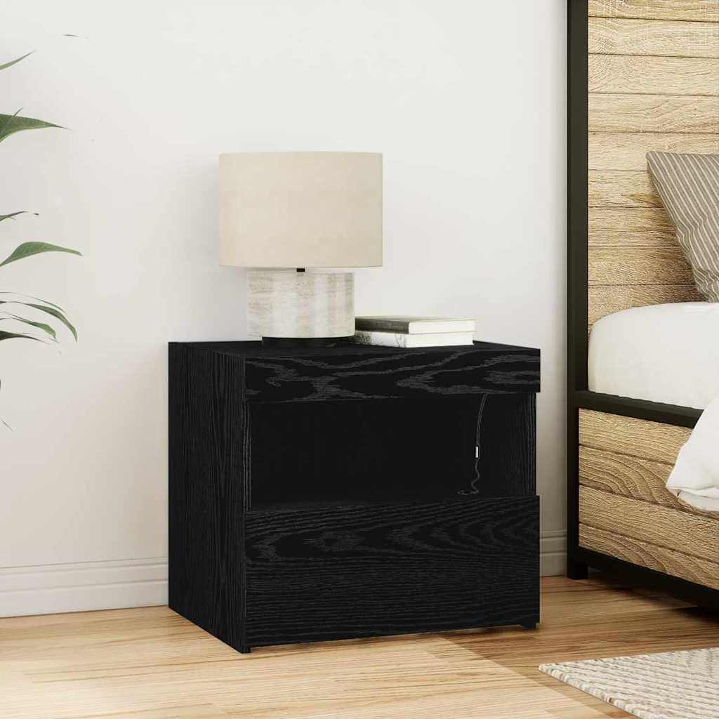 Κομοδίνο Μαύρη Οξυά 50 x 40 x 45 cm Επεξεργασμένο ξύλο - Pakobazaar