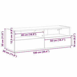 Ντουλάπι Τηλεόρασης Τοίχου 100 x 30 x 30 cm Παλαιό ξύλο