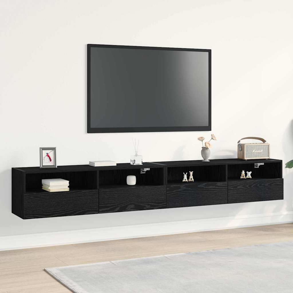 Ντουλάπι Τηλεόρασης Τοίχου 2 pcs Μαύρη δρυς 100 x 30 x 30 cm