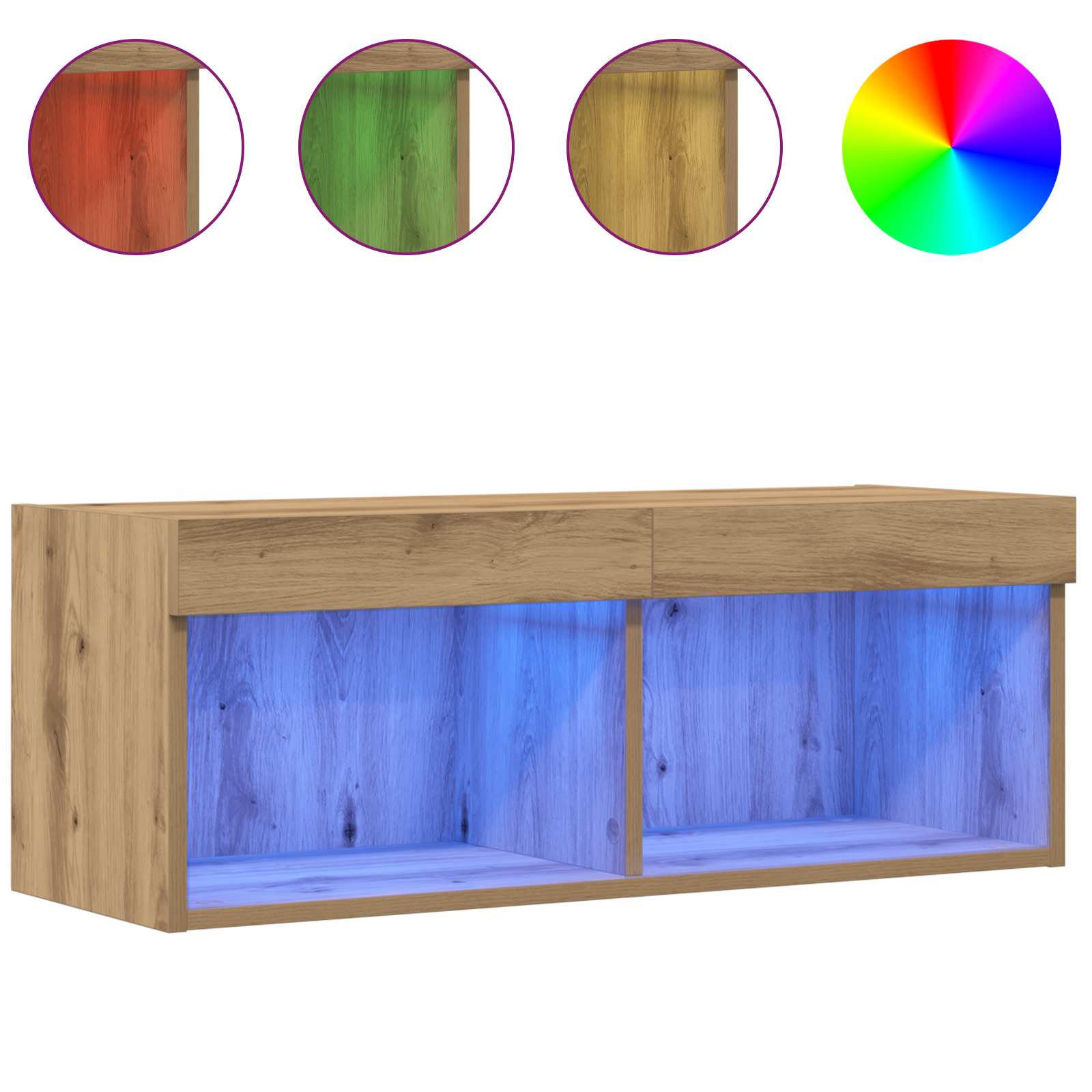 Σετ επίπλου τηλεόρασης με led artisan δρυς 80 x 30 x 30 εκ - Pakobazaar