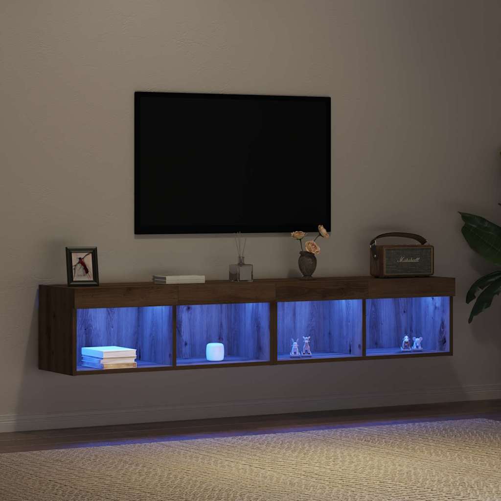 Σετ επίπλου τηλεόρασης με led 2 pcs Artisan Oak 80 x 30 x 30 εκ - Pakobazaar