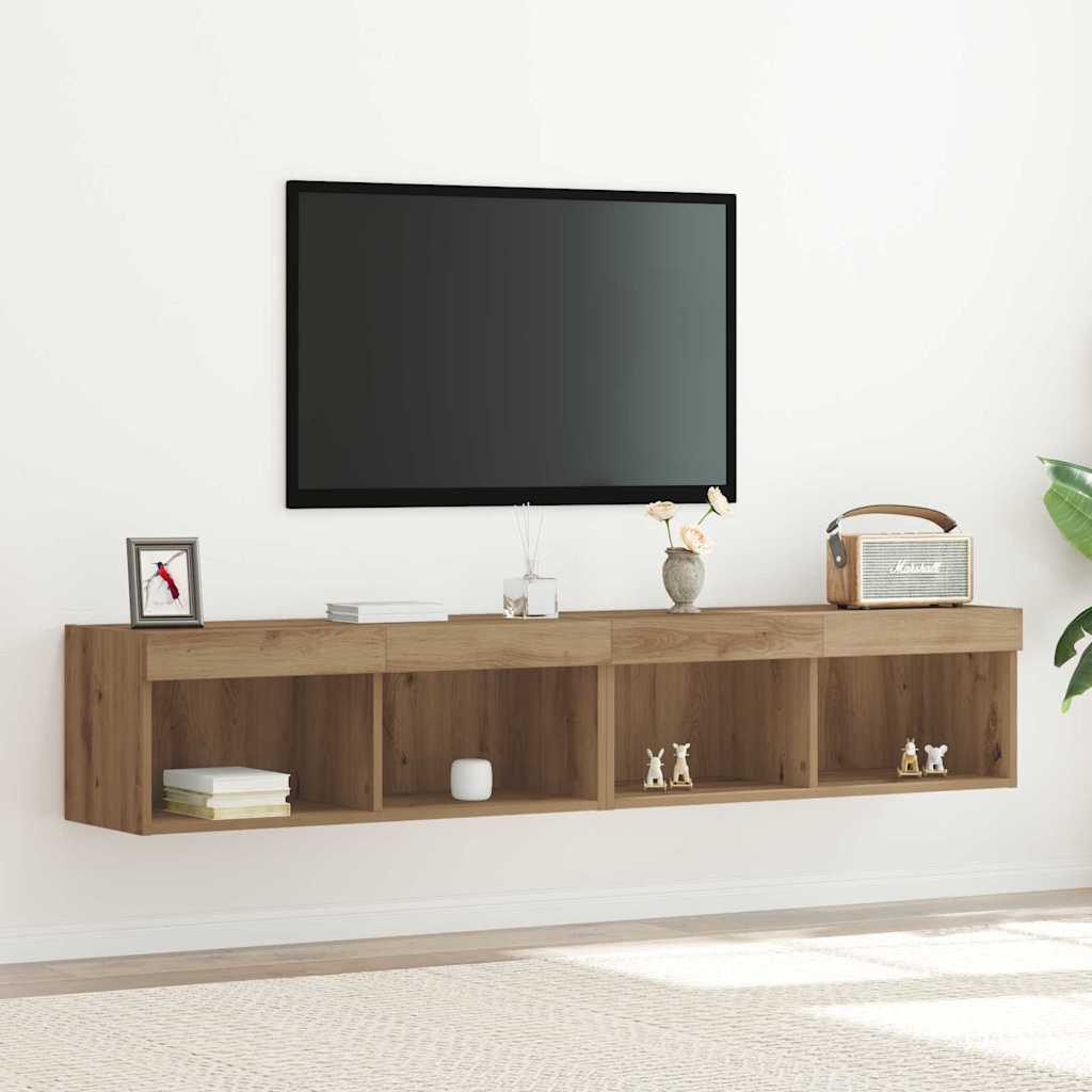 Σετ επίπλου τηλεόρασης με led 2 pcs Artisan Oak 80 x 30 x 30 εκ - Pakobazaar