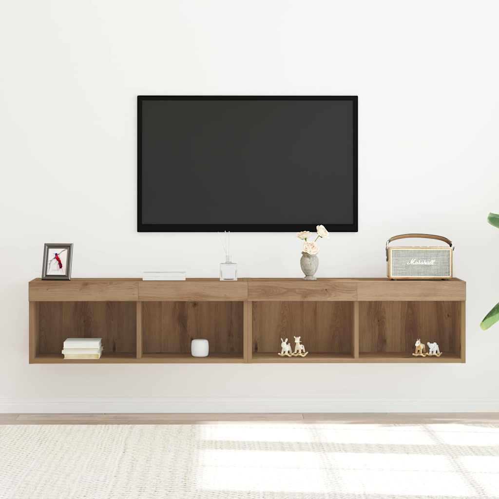 Σετ επίπλου τηλεόρασης με led 2 pcs Artisan Oak 80 x 30 x 30 εκ - Pakobazaar