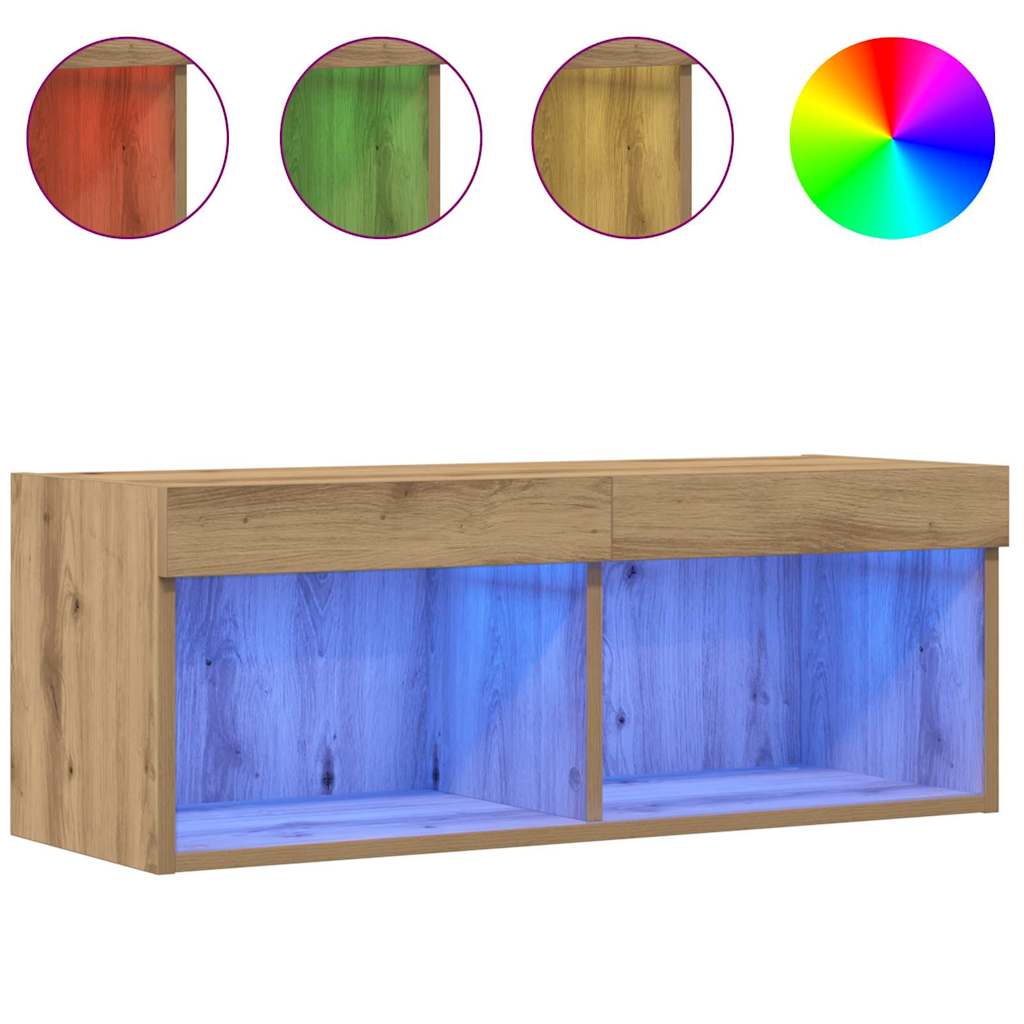 Σετ επίπλου τηλεόρασης με led 2 pcs Artisan Oak 80 x 30 x 30 εκ - Pakobazaar