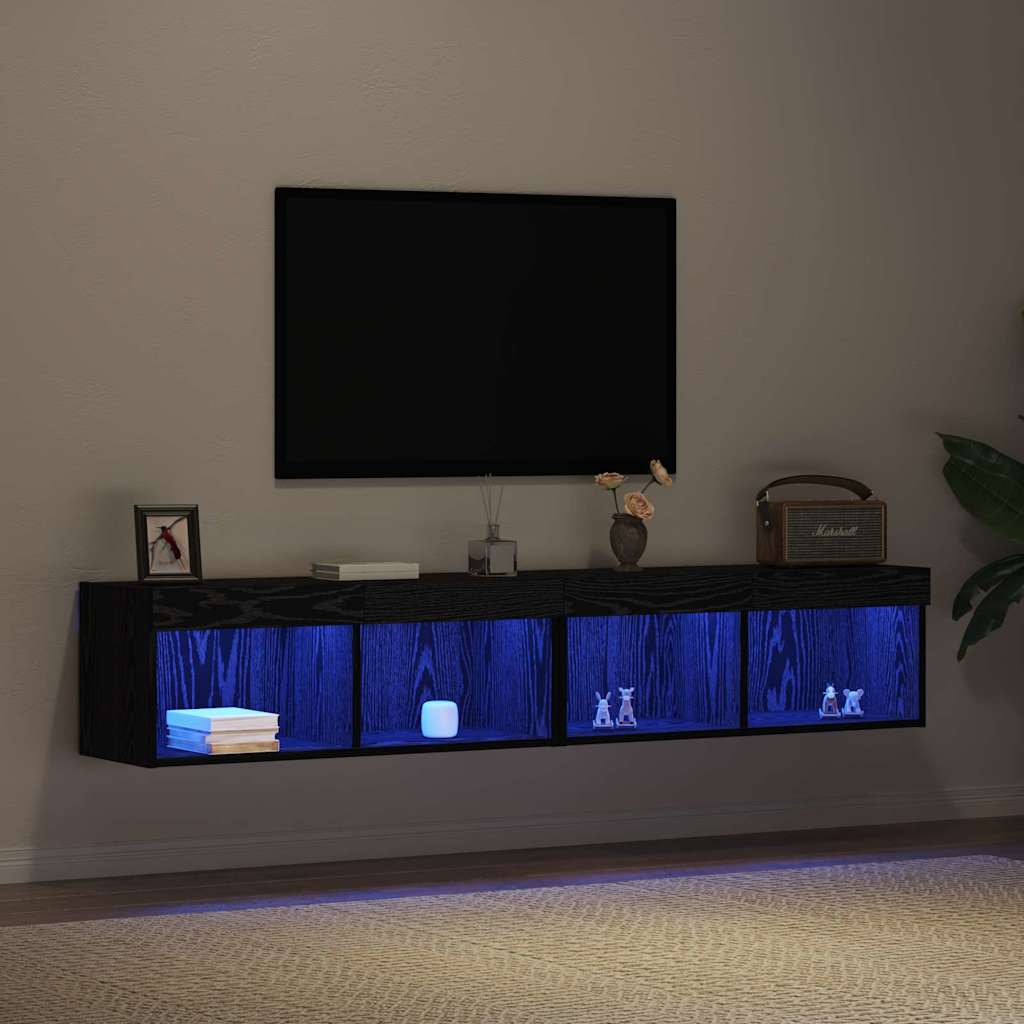 Σετ επίπλου τηλεόρασης με led 2 pcs Μαύρη δρυς 80 x 30 x 30 εκ - Pakobazaar