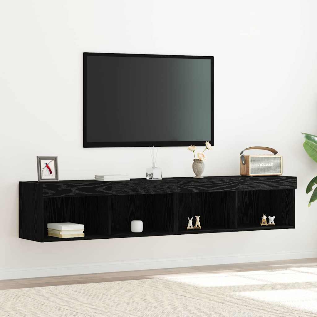 Σετ επίπλου τηλεόρασης με led 2 pcs Μαύρη δρυς 80 x 30 x 30 εκ - Pakobazaar