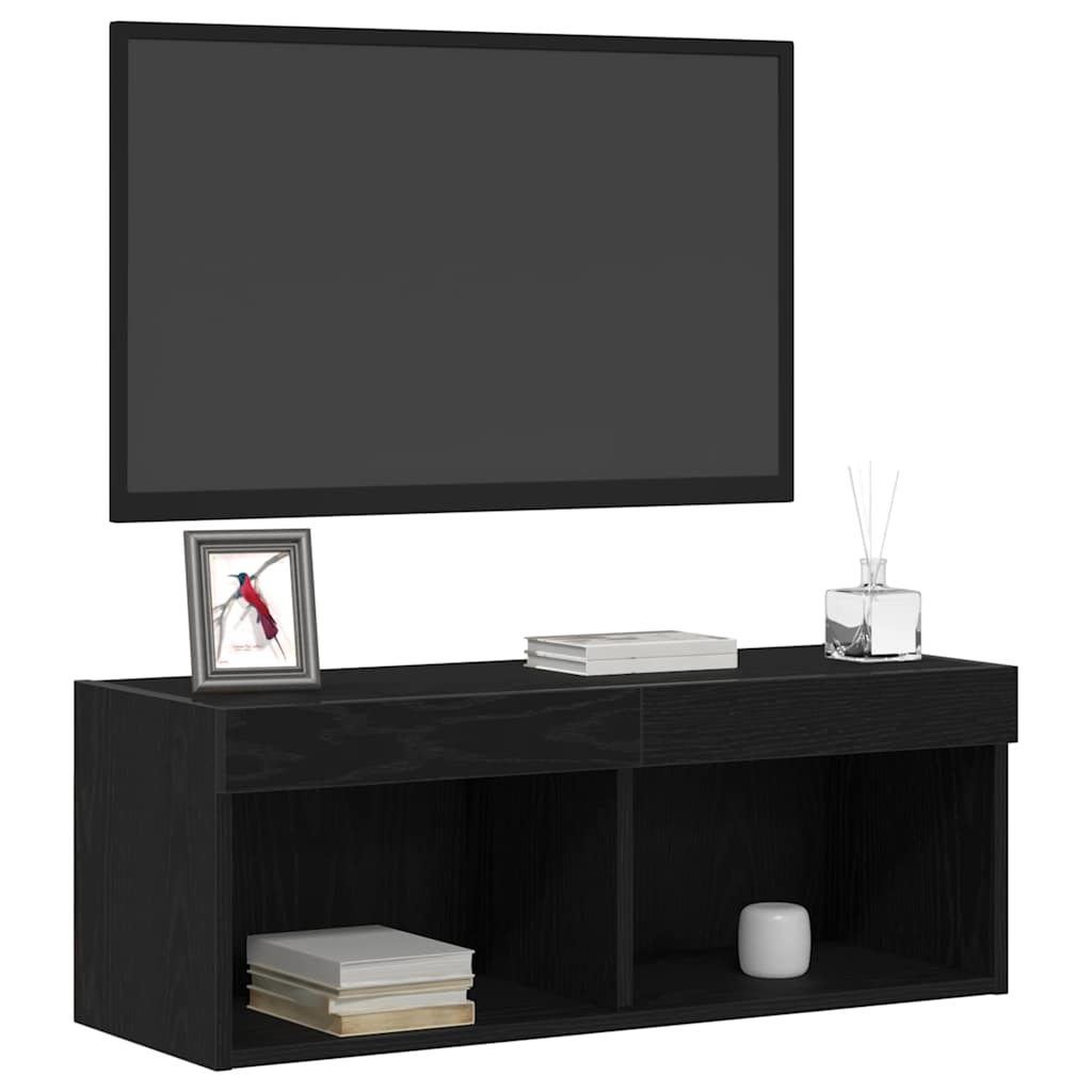 Σετ επίπλου τηλεόρασης με led 2 pcs Μαύρη δρυς 80 x 30 x 30 εκ - Pakobazaar