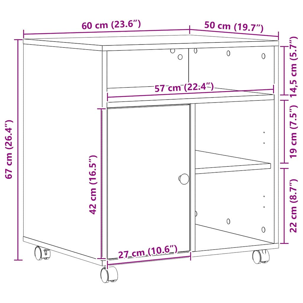 Σταντ Εκτυπωτή Μαύρη δρυς 60 x 50 x 67 εκ. Επεξεργασμένο ξύλο - Pakobazaar