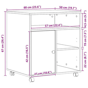 Σταντ Εκτυπωτή Μαύρη δρυς 60 x 50 x 67 εκ. Επεξεργασμένο ξύλο - Pakobazaar