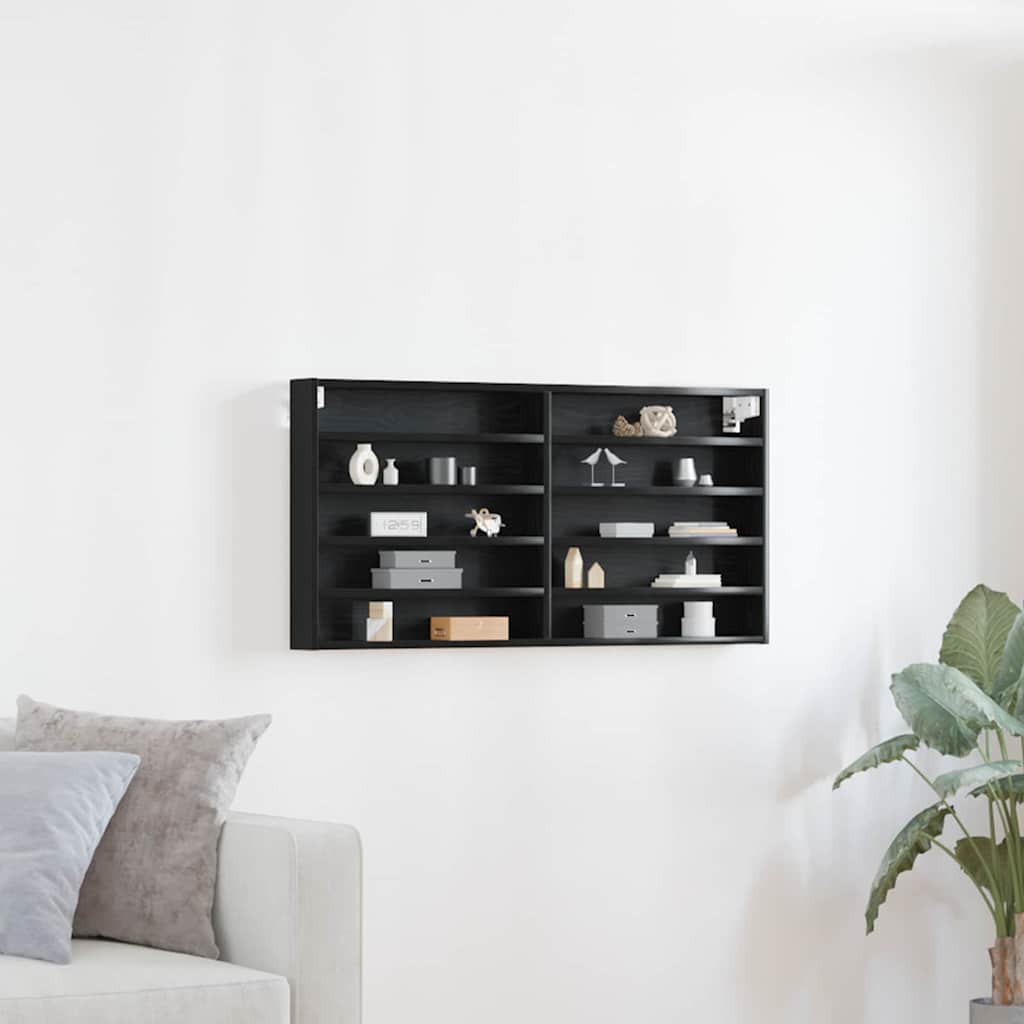 Βιτρίνα με ράφι Μαύρη Οξυά 100 x 8,5 x 50 cm Επεξεργασμένο ξύλο