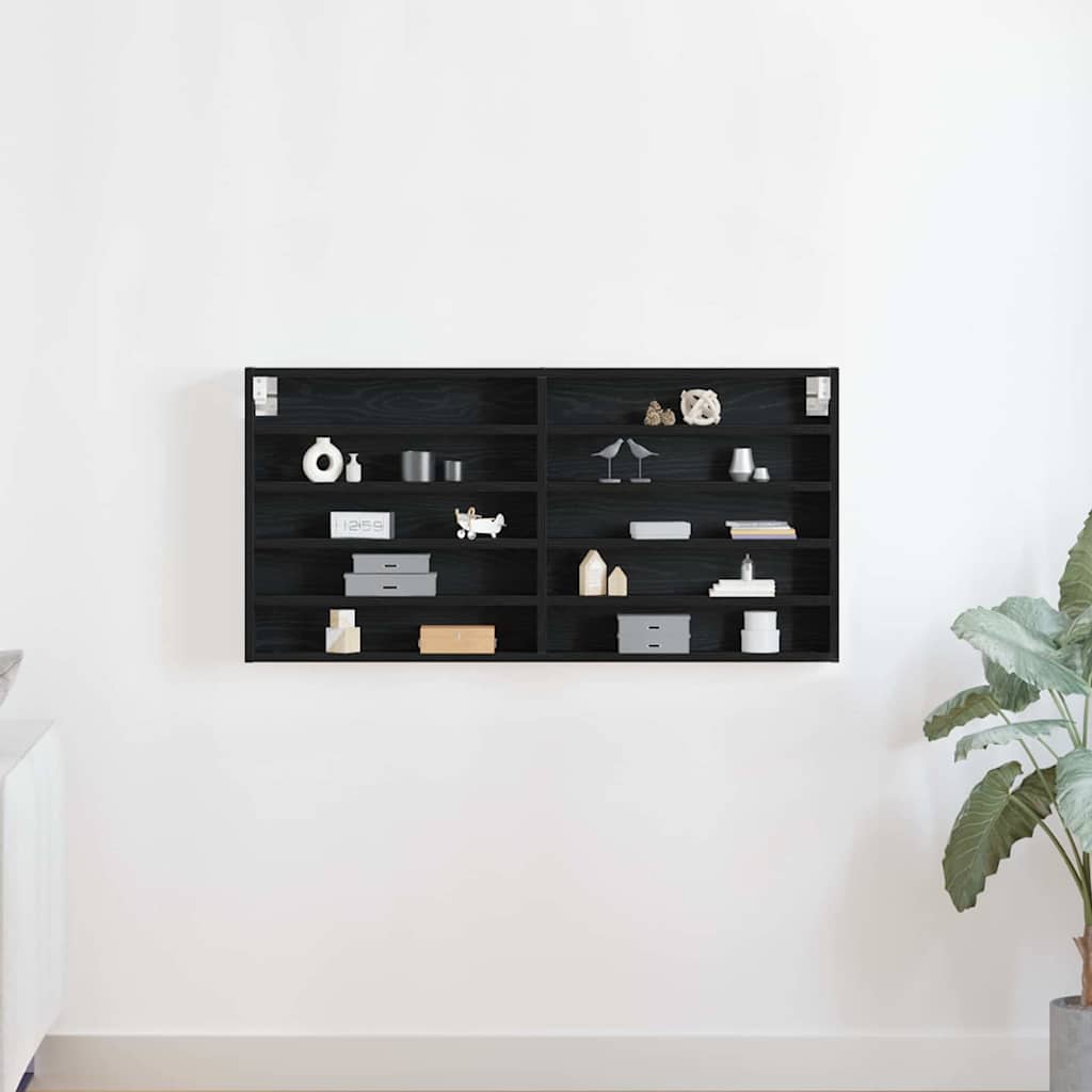 Βιτρίνα με ράφι Μαύρη Οξυά 100 x 8,5 x 50 cm Επεξεργασμένο ξύλο