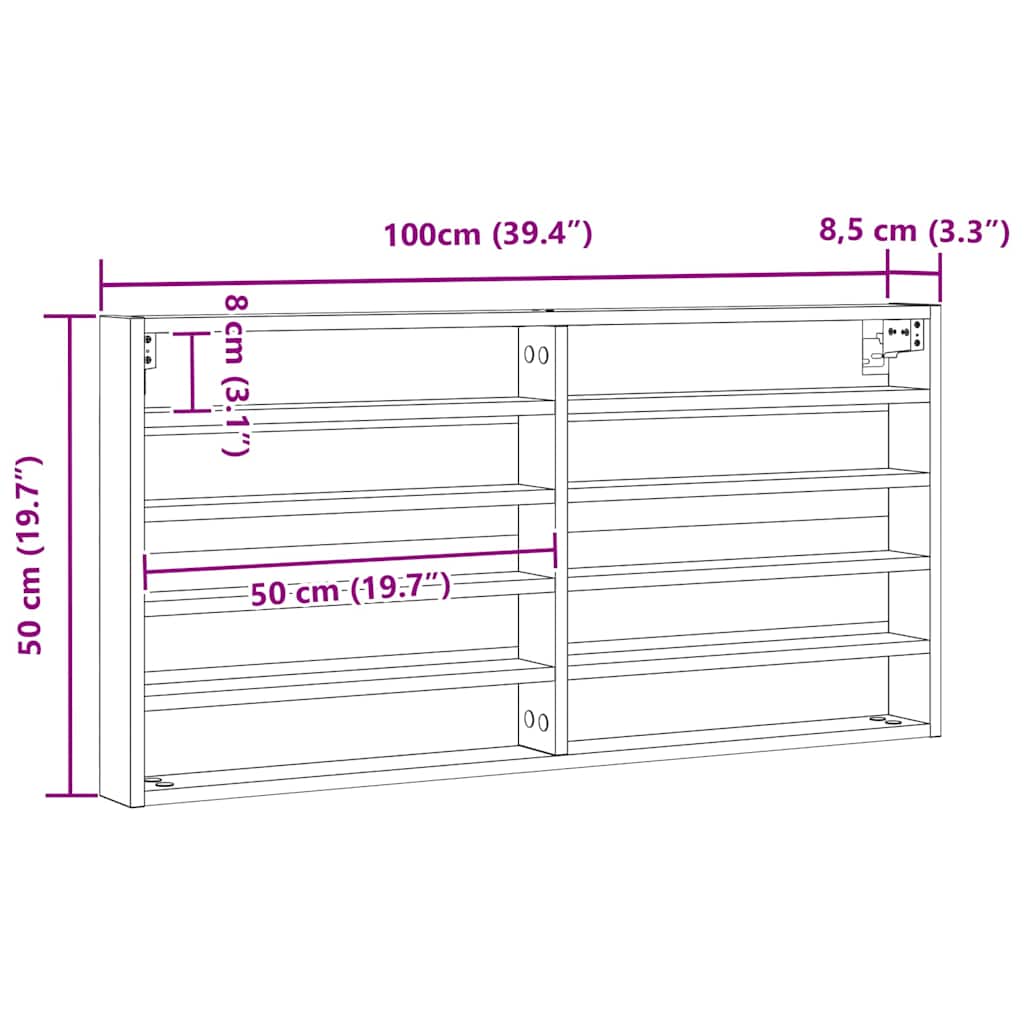 Βιτρίνα με ράφι Μαύρη Οξυά 100 x 8,5 x 50 cm Επεξεργασμένο ξύλο