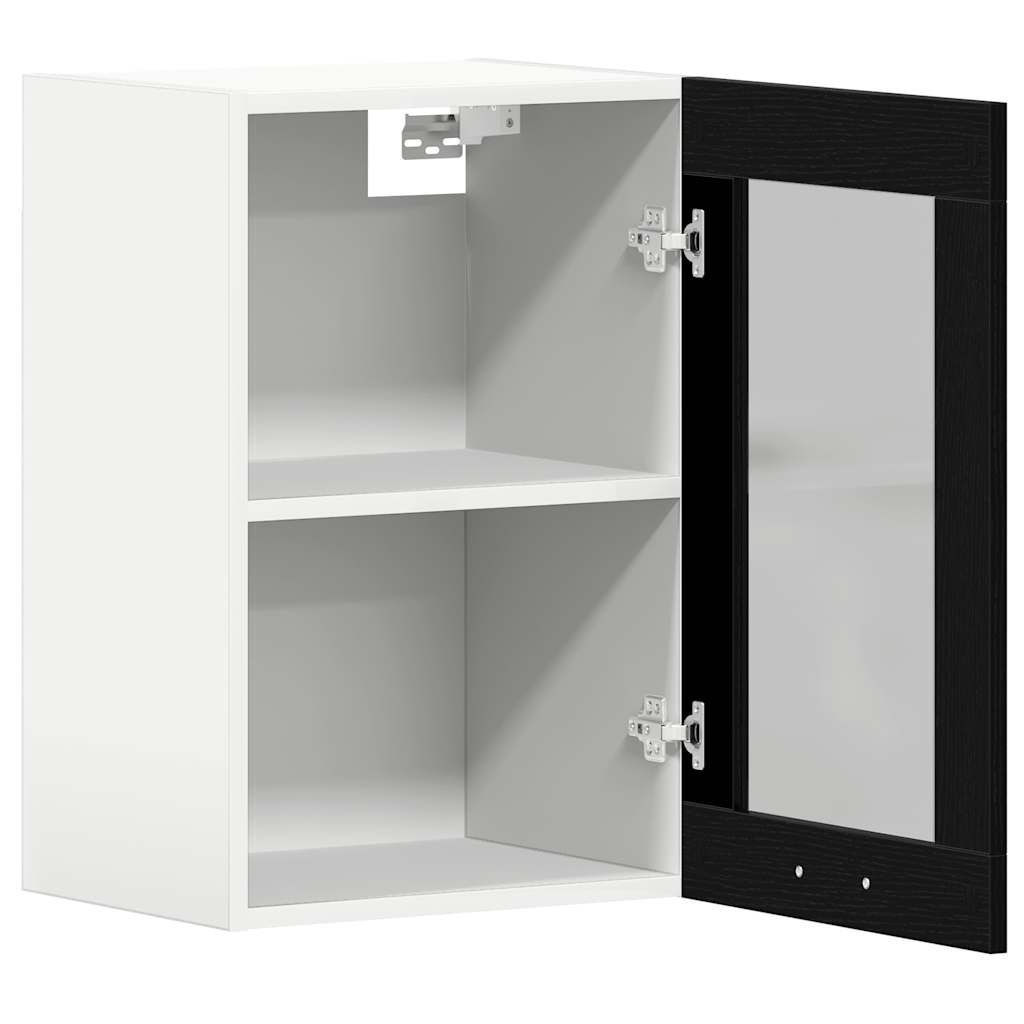 Κρεμαστό Γυάλινο Ντουλάπι Μαύρο Δρυς 40x31x60 εκ. από Τεχνητό Ξύλο - Pakobazaar
