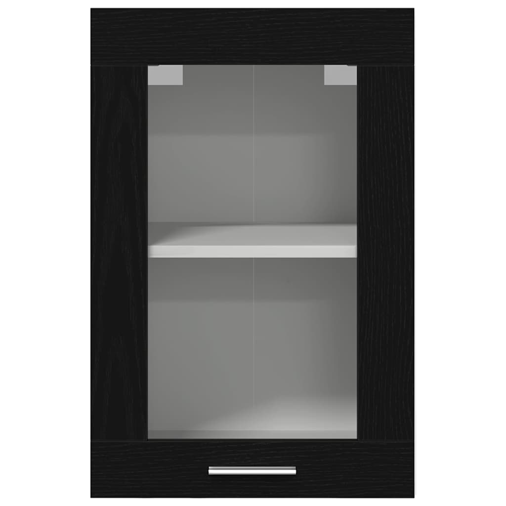 Κρεμαστό Γυάλινο Ντουλάπι Μαύρο Δρυς 40x31x60 εκ. από Τεχνητό Ξύλο - Pakobazaar