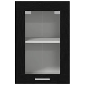 Κρεμαστό Γυάλινο Ντουλάπι Μαύρο Δρυς 40x31x60 εκ. από Τεχνητό Ξύλο - Pakobazaar