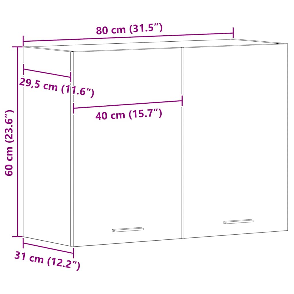 Κρεμαστό ντουλάπι με ράφι Lyon Μαύρη Οξυά 80 x 31 x 60 εκ - Pakobazaar