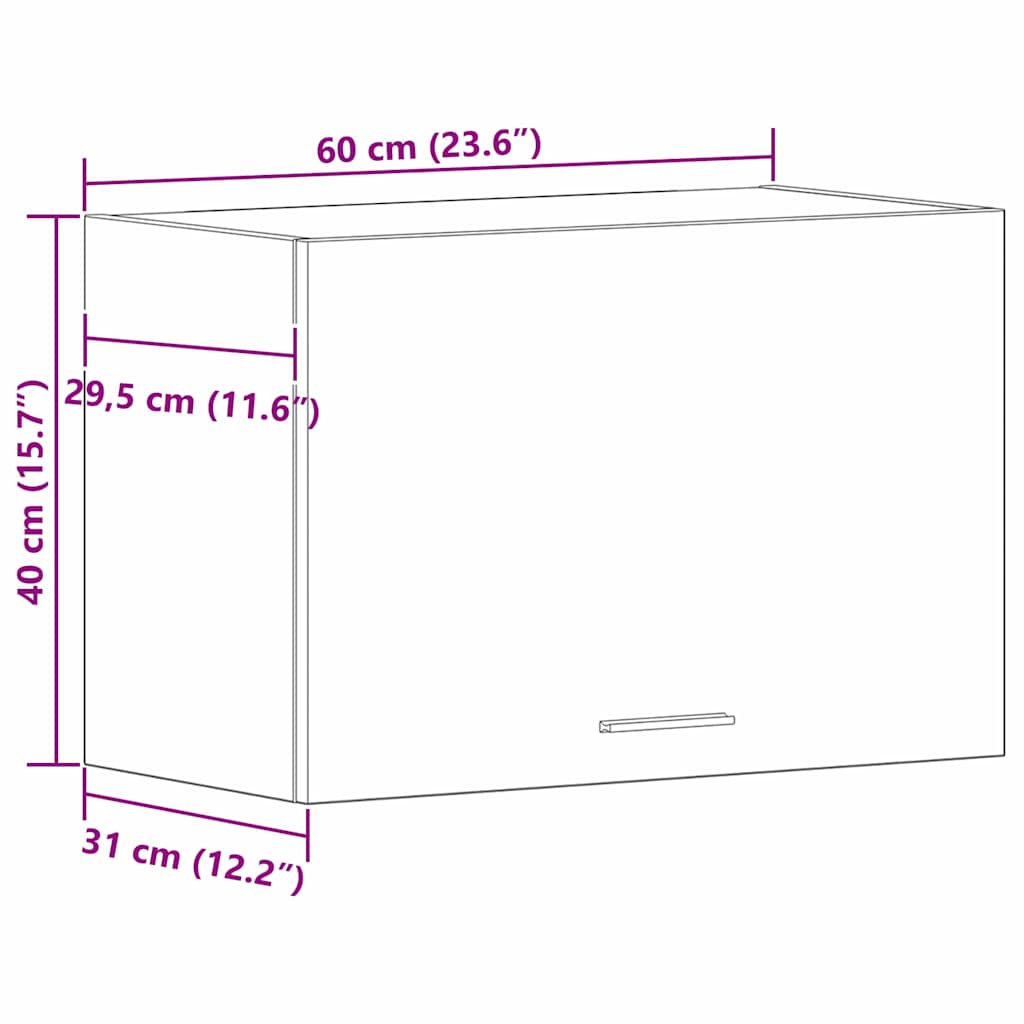 Κρεμαστό ντουλάπι Επιτοίχιο Lyon Μαύρη Οξυά 60 x 31 x 40 εκ