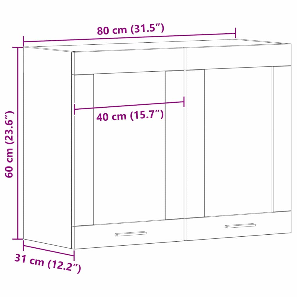 Κρεμαστό ντουλάπι με ράφι Lyon Μαύρη Οξυά 80 x 31 x 60 εκ