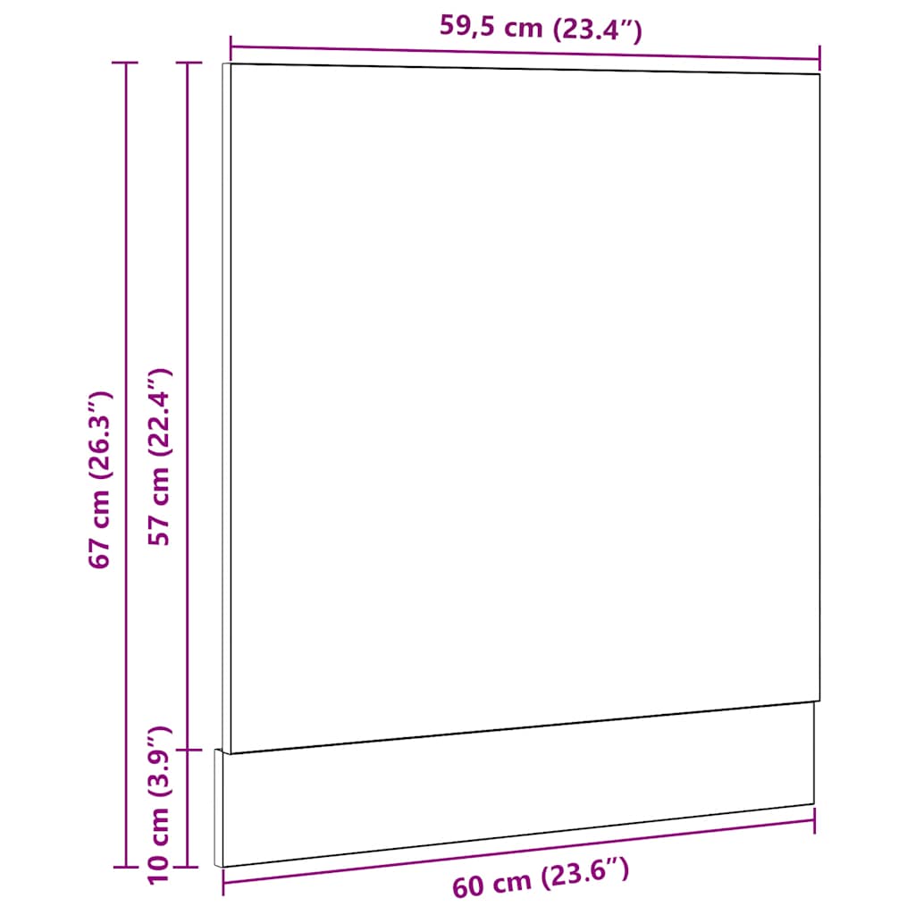 Πλαίσιο Πλυντηρίου Πιάτων Lyon Μαύρο Δρυς 60x1,5x67 εκ. από Τεχνητό Ξύλο - Pakobazaar