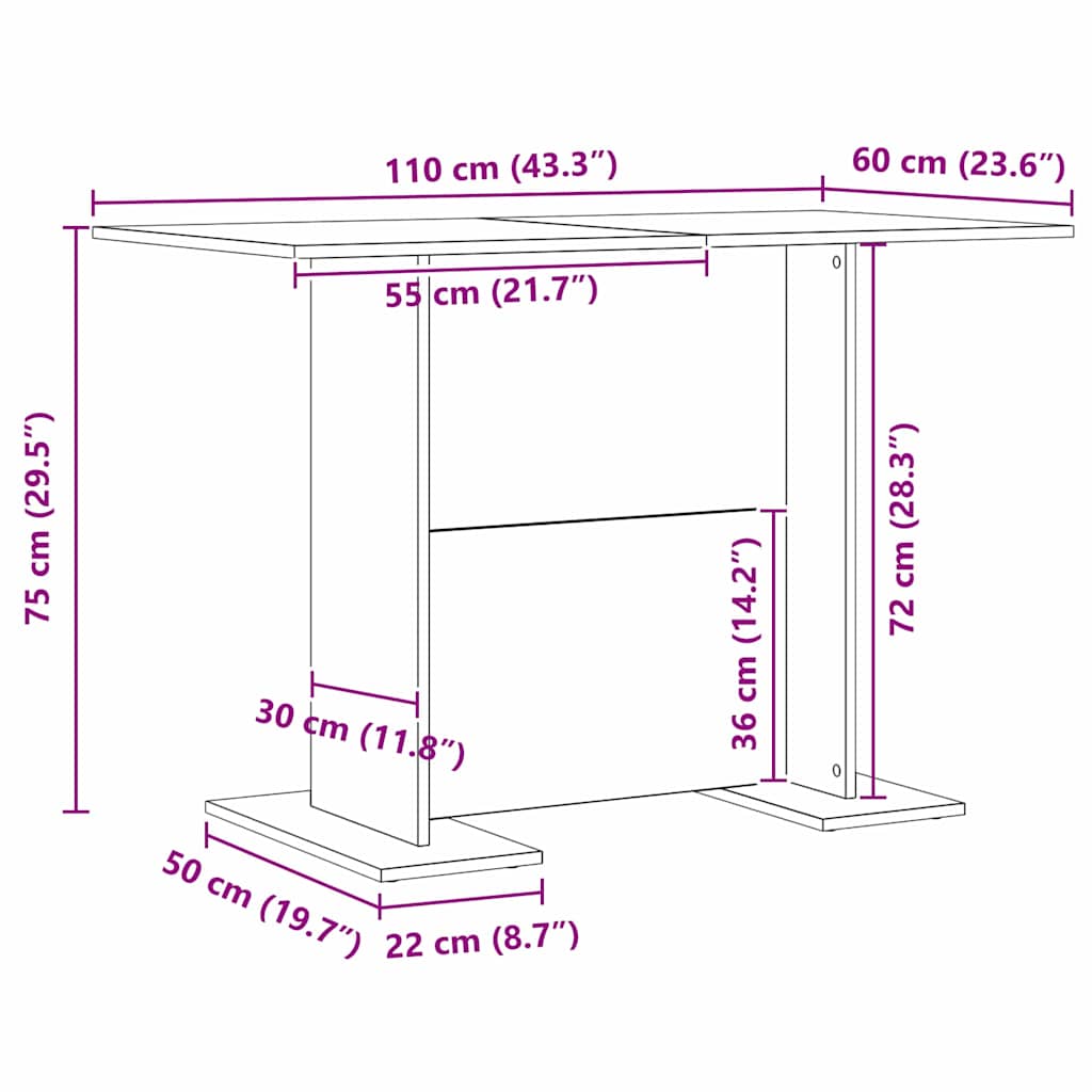 Τραπεζαρία Σκυρόδεμα Γκρι 110 x 60 x 75 cm Επεξεργασμένο ξύλο - Pakobazaar
