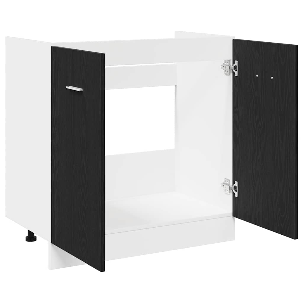 Ντουλάπι Κάτω Νεροχύτη Μαύρη Δρυς 80x46x81,5 εκ. Συνθετικό Ξύλο