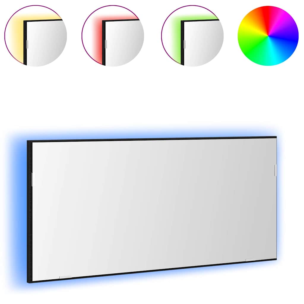 Καθρέφτης με φώτα λωρίδας LED Επιτοίχιο Μαύρη δρυς 80 x 37 εκ. - Pakobazaar