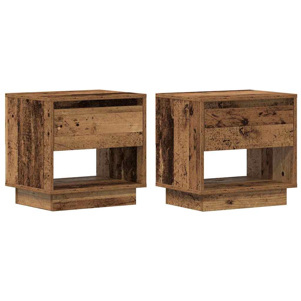 Κομοδίνο 2 pcs Παλιό ξύλο 45 x 34 x 44 εκ Επεξεργασμένο ξύλο