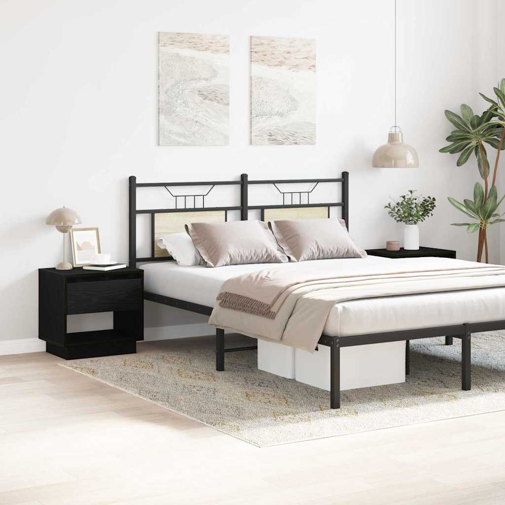 Κομοδίνο 2 pcs Μαύρη Οξυά 45 x 34 x 44 εκ Επεξεργασμένο ξύλο