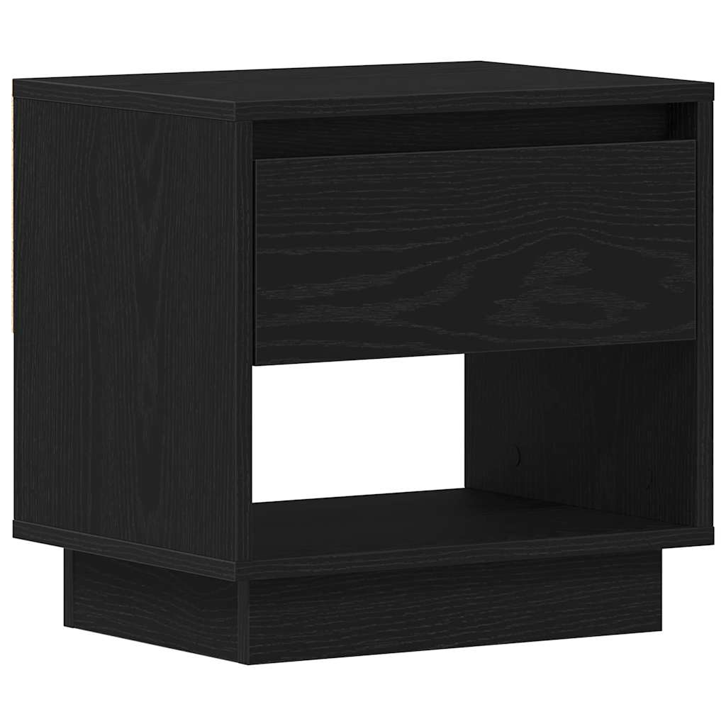 Κομοδίνο 2 pcs Μαύρη Οξυά 45 x 34 x 44 εκ Επεξεργασμένο ξύλο