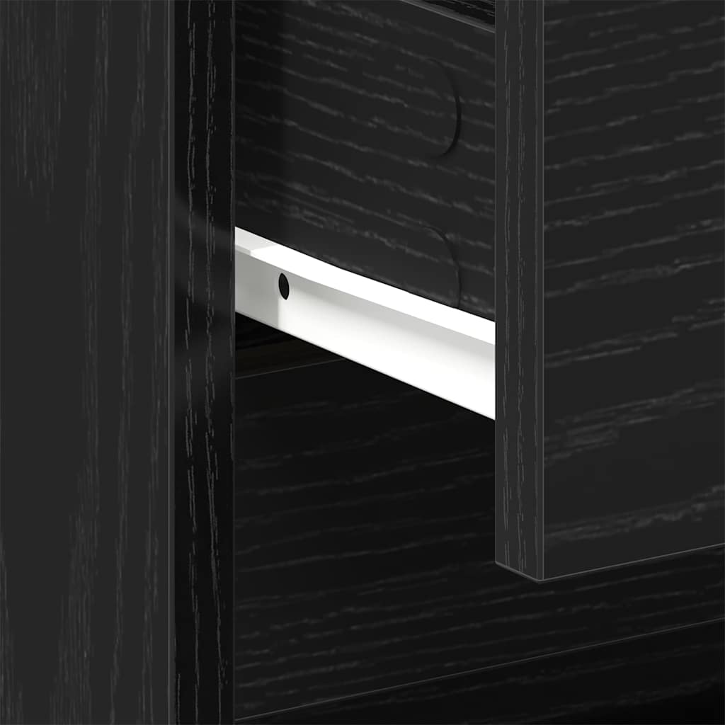 Κομοδίνο 2 pcs Μαύρη Οξυά 45 x 34 x 44,5 εκ Επεξεργασμένο ξύλο - Pakobazaar