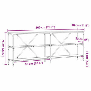 Τραπέζι κονσόλας με ράφι Παλιό ξύλο 200 x 30 x 75 εκ. - Pakobazaar