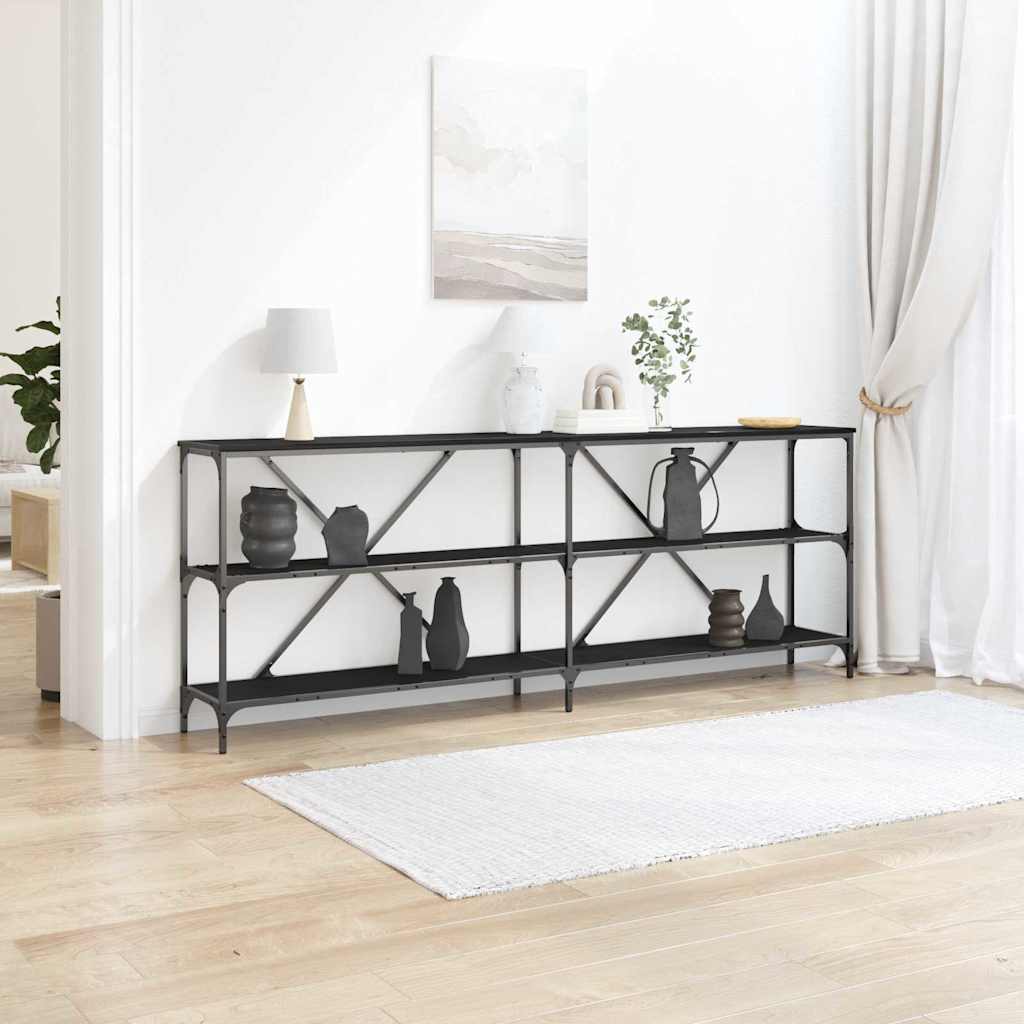 Τραπέζι κονσόλας με ράφι Μαύρη Οξυά 200 x 30 x 75 εκ.
