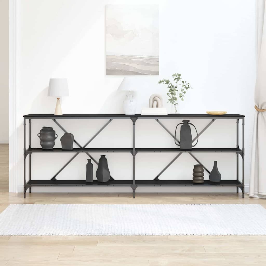 Τραπέζι κονσόλας με ράφι Μαύρη Οξυά 200 x 30 x 75 εκ.