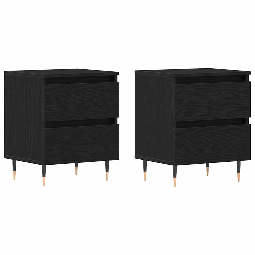 Κομοδίνο 2 pcs Μαύρη Οξυά 40 x 35 x 50 εκ. Επεξεργασμένο ξύλο - Pakobazaar