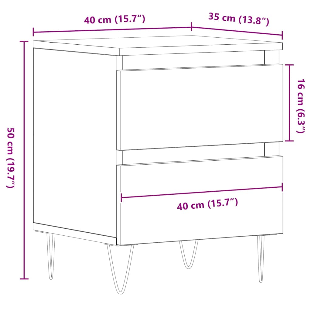 Κομοδίνο 2 pcs Παλαιό ξύλο 40 x 35 x 50 εκ. Επεξεργασμένο ξύλο