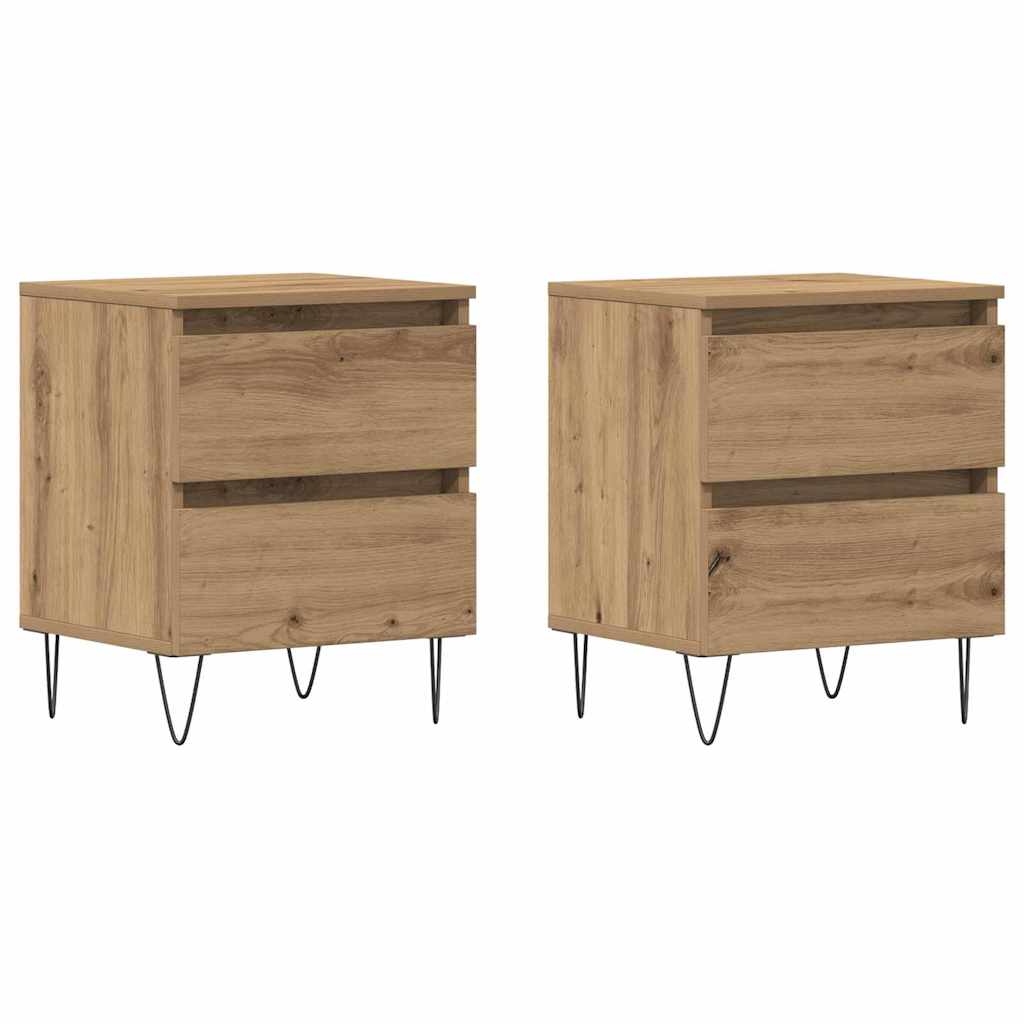 Κομοδίνο 2 pcs artisan δρυς 40 x 35 x 50 εκ. Επεξεργασμένο ξύλο