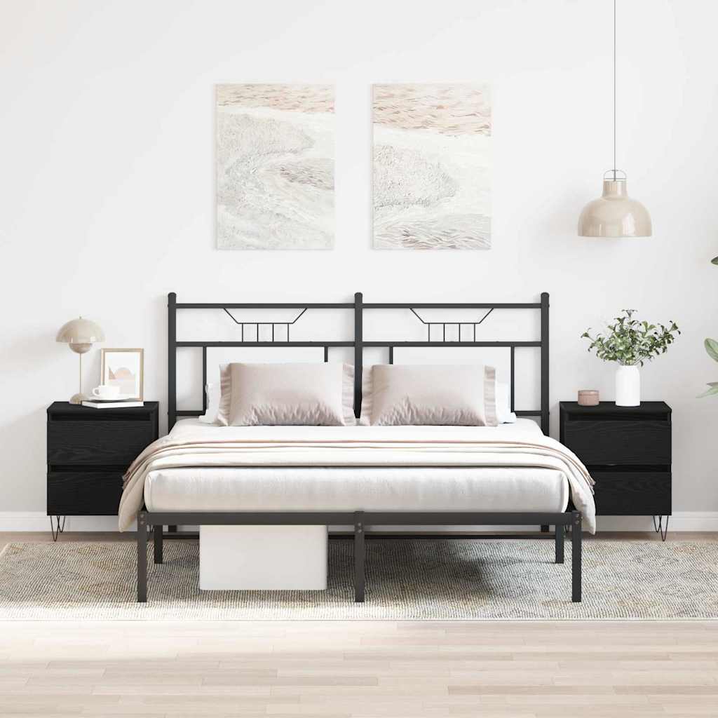 Κομοδίνο 2 pcs Μαύρη δρυς 40 x 35 x 50 εκ. Επεξεργασμένο ξύλο