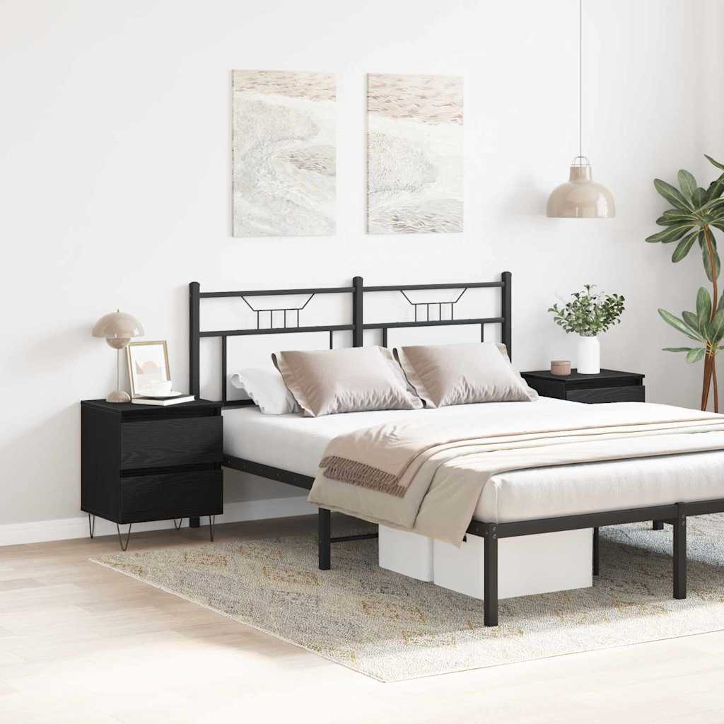 Κομοδίνο 2 pcs Μαύρη δρυς 40 x 35 x 50 εκ. Επεξεργασμένο ξύλο