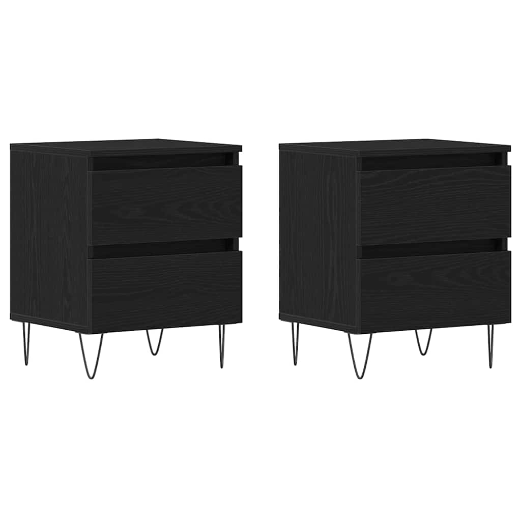 Κομοδίνο 2 pcs Μαύρη δρυς 40 x 35 x 50 εκ. Επεξεργασμένο ξύλο