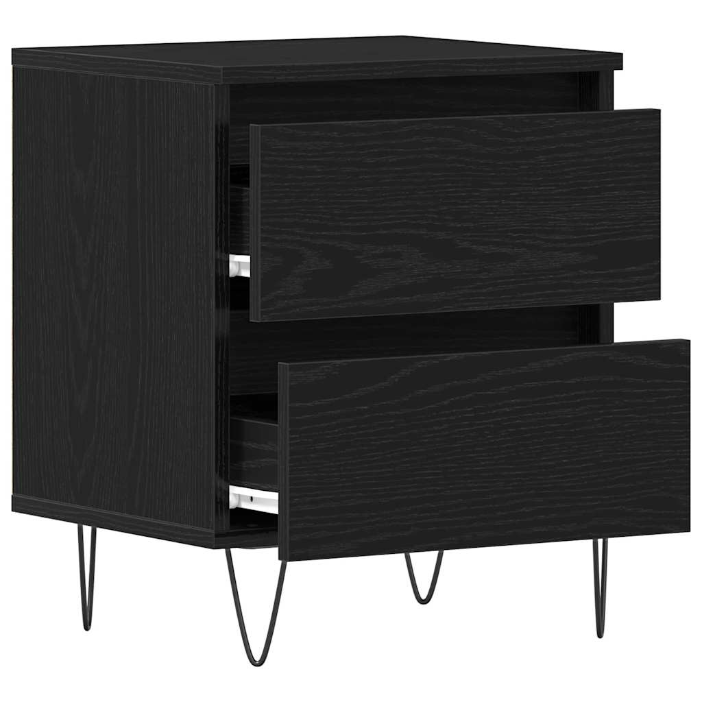 Κομοδίνο 2 pcs Μαύρη δρυς 40 x 35 x 50 εκ. Επεξεργασμένο ξύλο