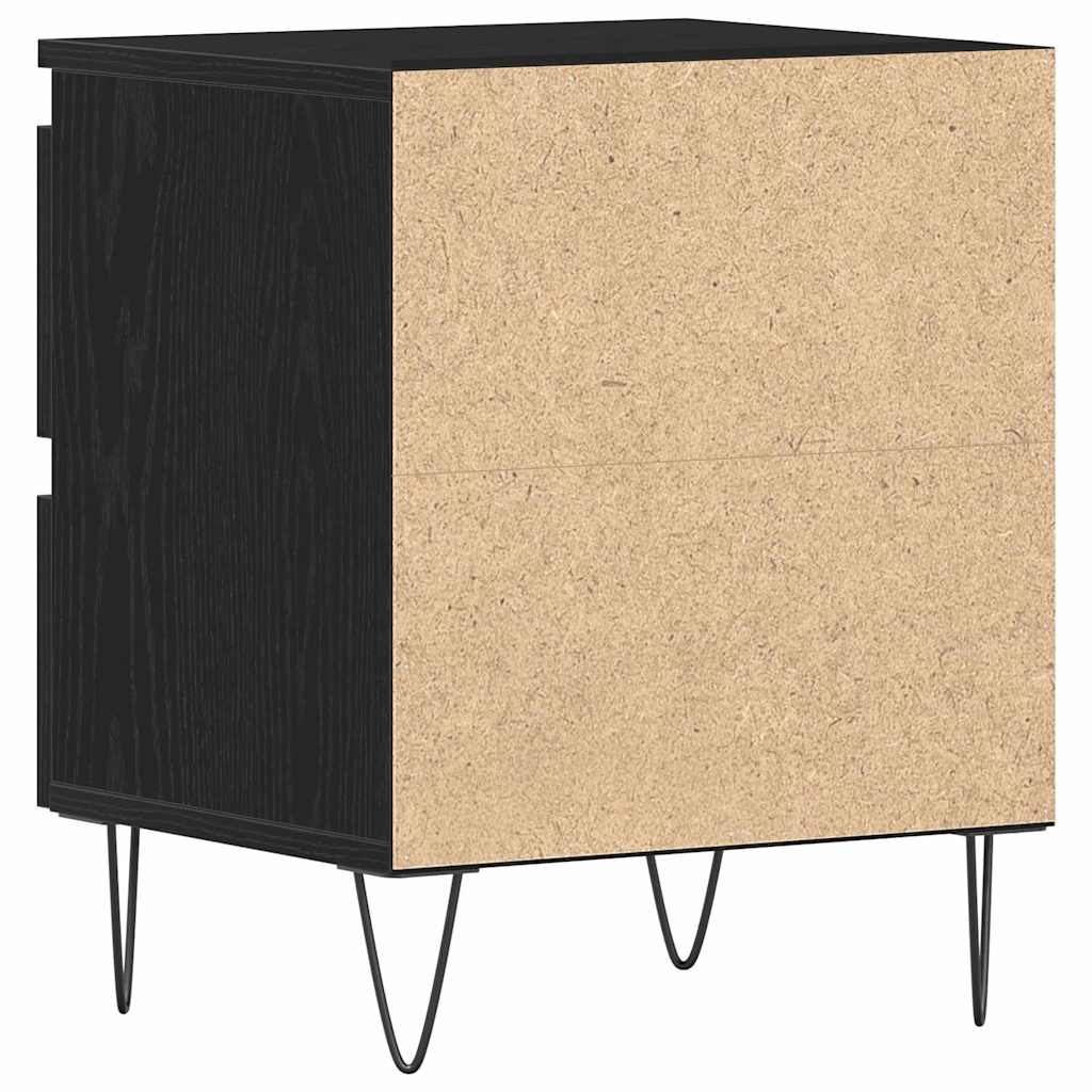 Κομοδίνο 2 pcs Μαύρη δρυς 40 x 35 x 50 εκ. Επεξεργασμένο ξύλο