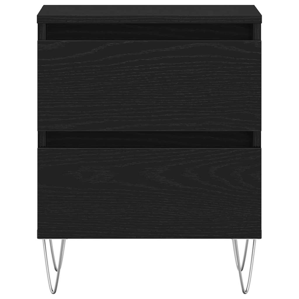 Κομοδίνο 2 pcs Μαύρη δρυς 40 x 35 x 50 εκ. Επεξεργασμένο ξύλο