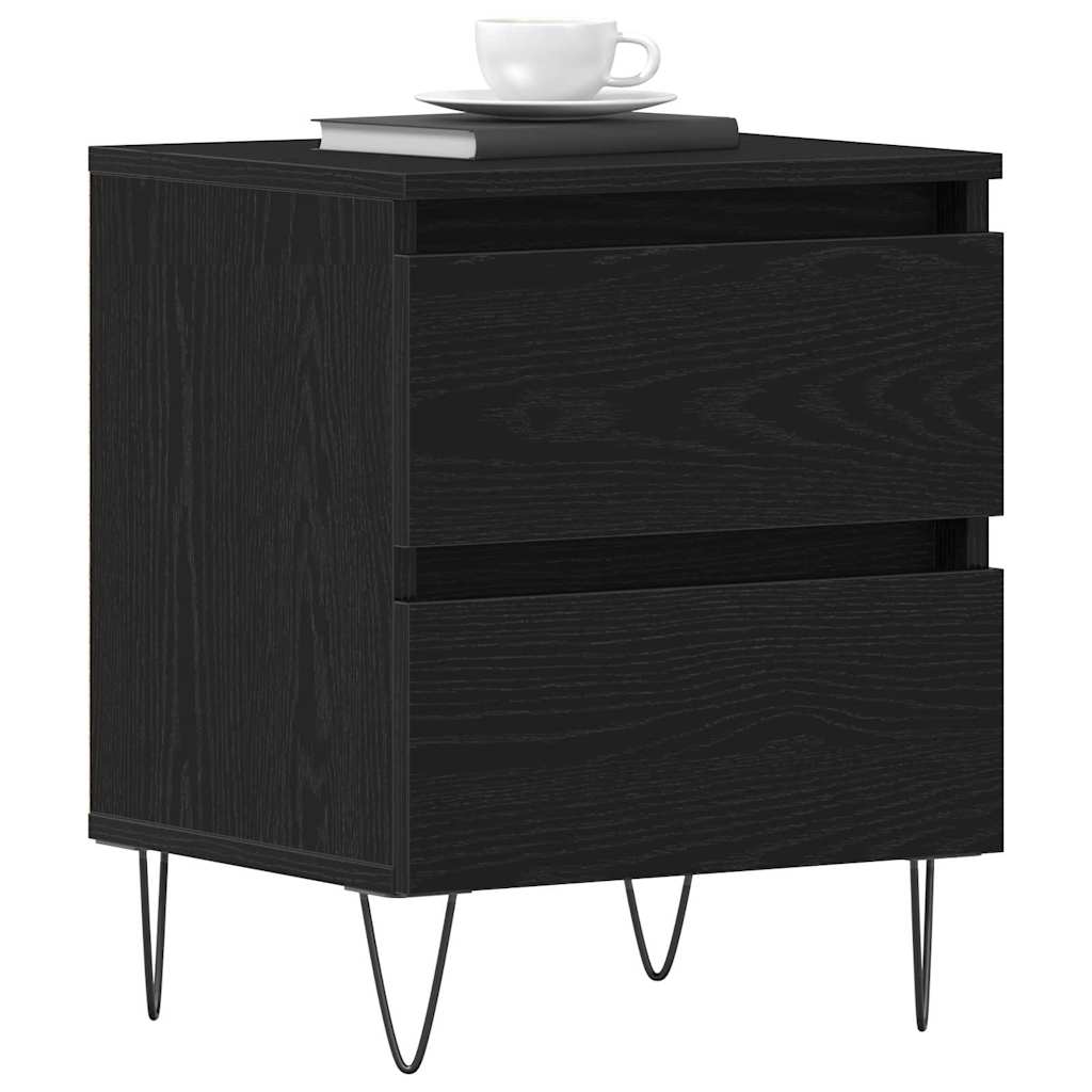 Κομοδίνο 2 pcs Μαύρη δρυς 40 x 35 x 50 εκ. Επεξεργασμένο ξύλο
